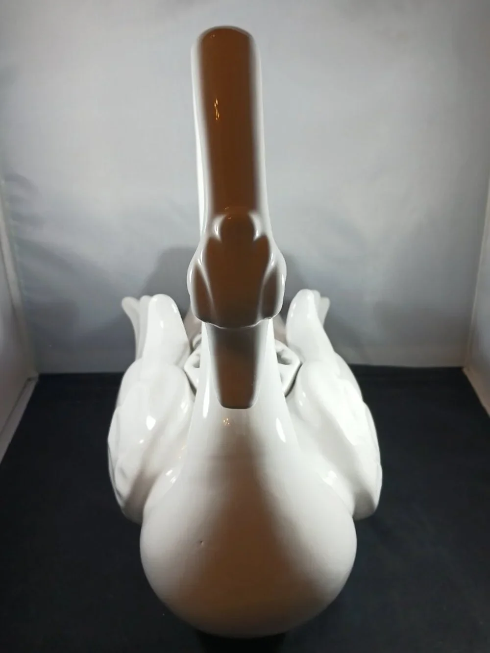 Vintage Pottery Swan White Ceramic Cottage Decor Vase 13 Tall